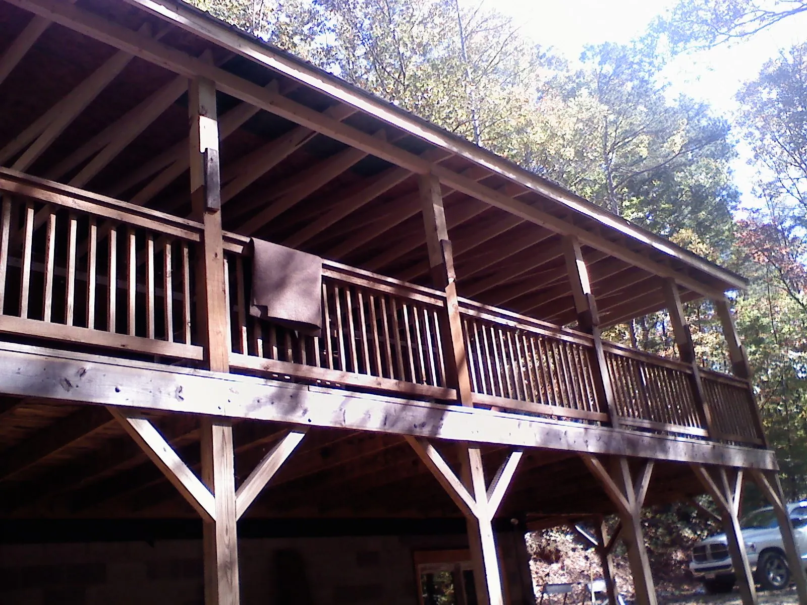 Timber framing under a new elevated porch and deck — Roof Leak Repair in Knightdale by Roofing Brothers